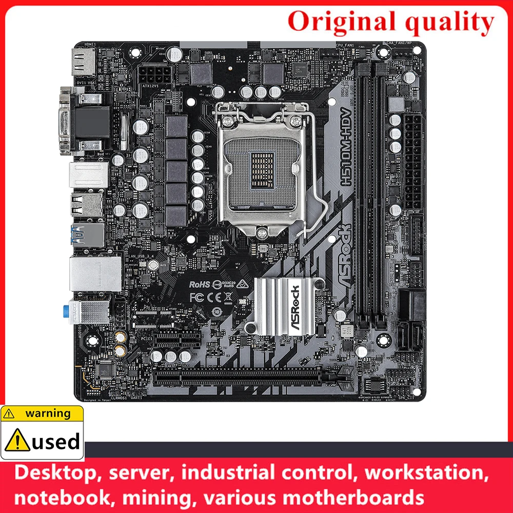 

used For ASROCK H510M-HDV Motherboards LGA 1200 DDR4 64GB M-ATX For Intel H510 Desktop Mainboard SATA III USB3.0