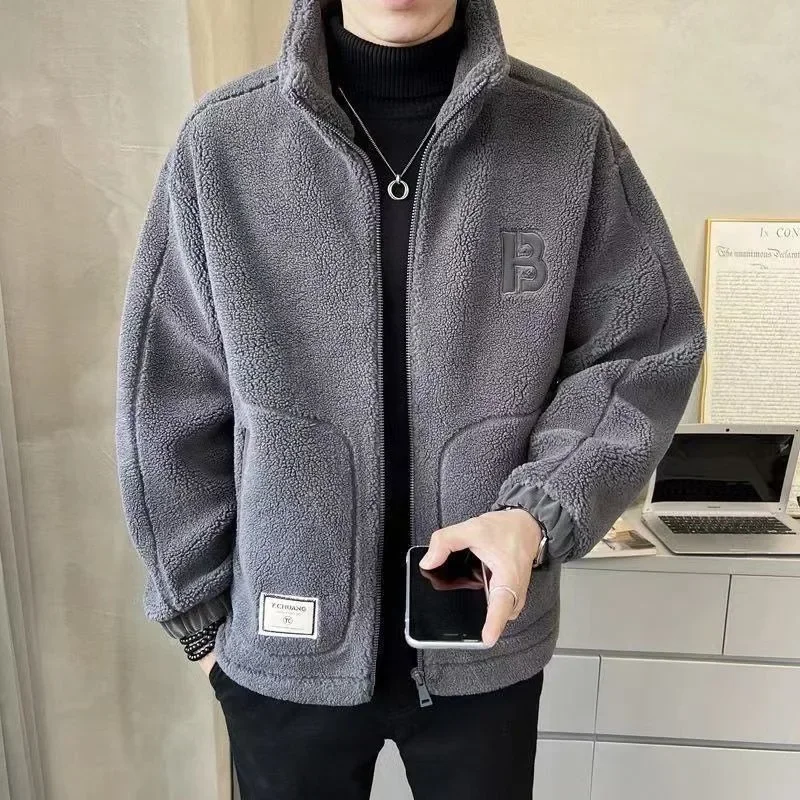 Men's Fleece-Lined Cotton Coat Fall Winter Overcoat Loose Fitting Hooded Jacket mens fleece lined jacket