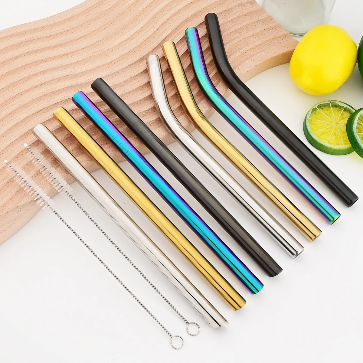 304 Stainless Steel Reusable Straws Set Large Wide 12mm Eco