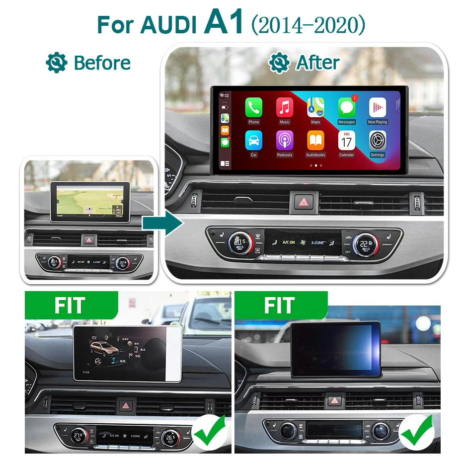 1920*720P Touchscreen-Autoradio, kabelloses Carplay, Android 15 AUTO-Multimedia-Player für Audi A1 2013–2020, Bluetooth-Stereo, 2 DIN – Detail 1
