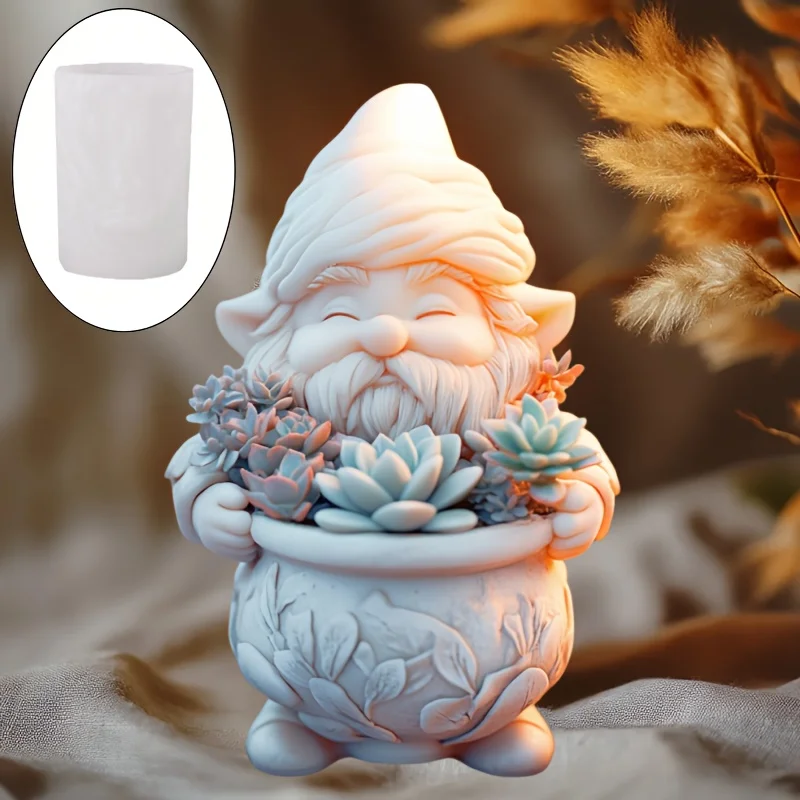 Silicone Mold Grandpa Succulent Plant Pot Resin Silicone Mold Santa Claus Storage Box Concrete Mould Beard Grandpa Candle Cup Gypsum Molds