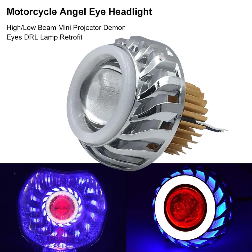 

High/Low Beam Car Motorcycle Headlight 6000K 1200LM White LED Headlight Projector DRL Lens Strobe Spotlight