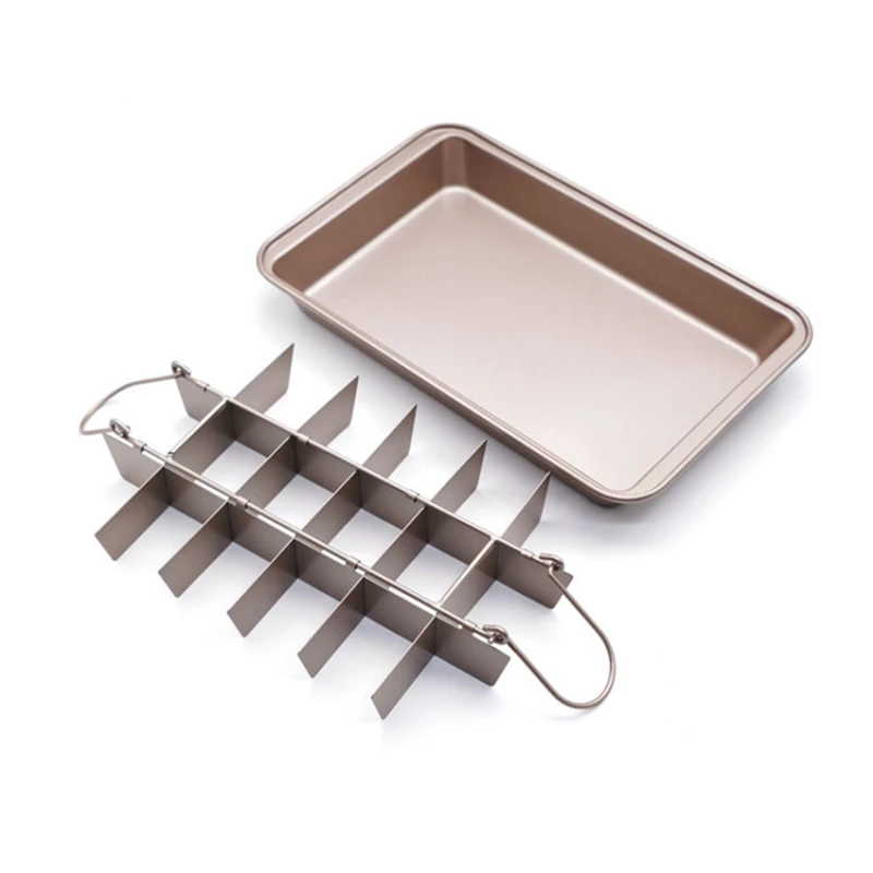 18 셀 베이킹 팬 브라우니 Bakeware 금형 내장 슬라이서 탄소강 과자 도구 초콜릿 케이크 금형 주방 베이킹 팬