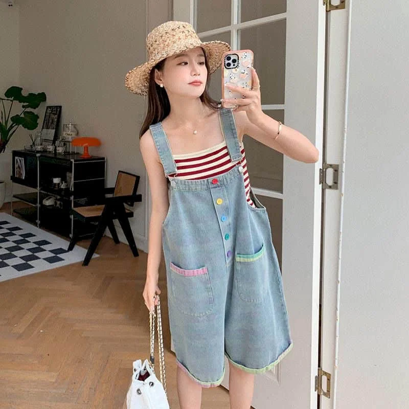 Salopette Tute Con Pantaloni Corti Tute Per Le Donne Denim Lavato