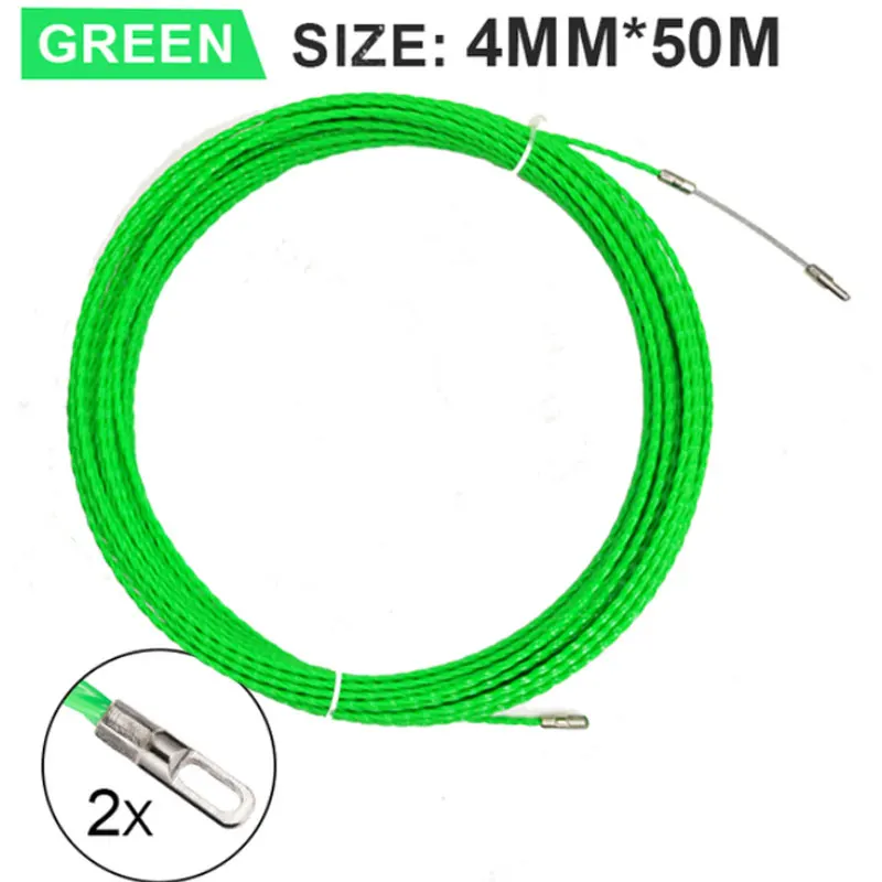 4mm 5m-50m Fiberglass Cable Push Pullers Duct Snake Rodder Fish Tape Wire Pom Fish Draw Tape Electrical Cable Puller Aid Tool
