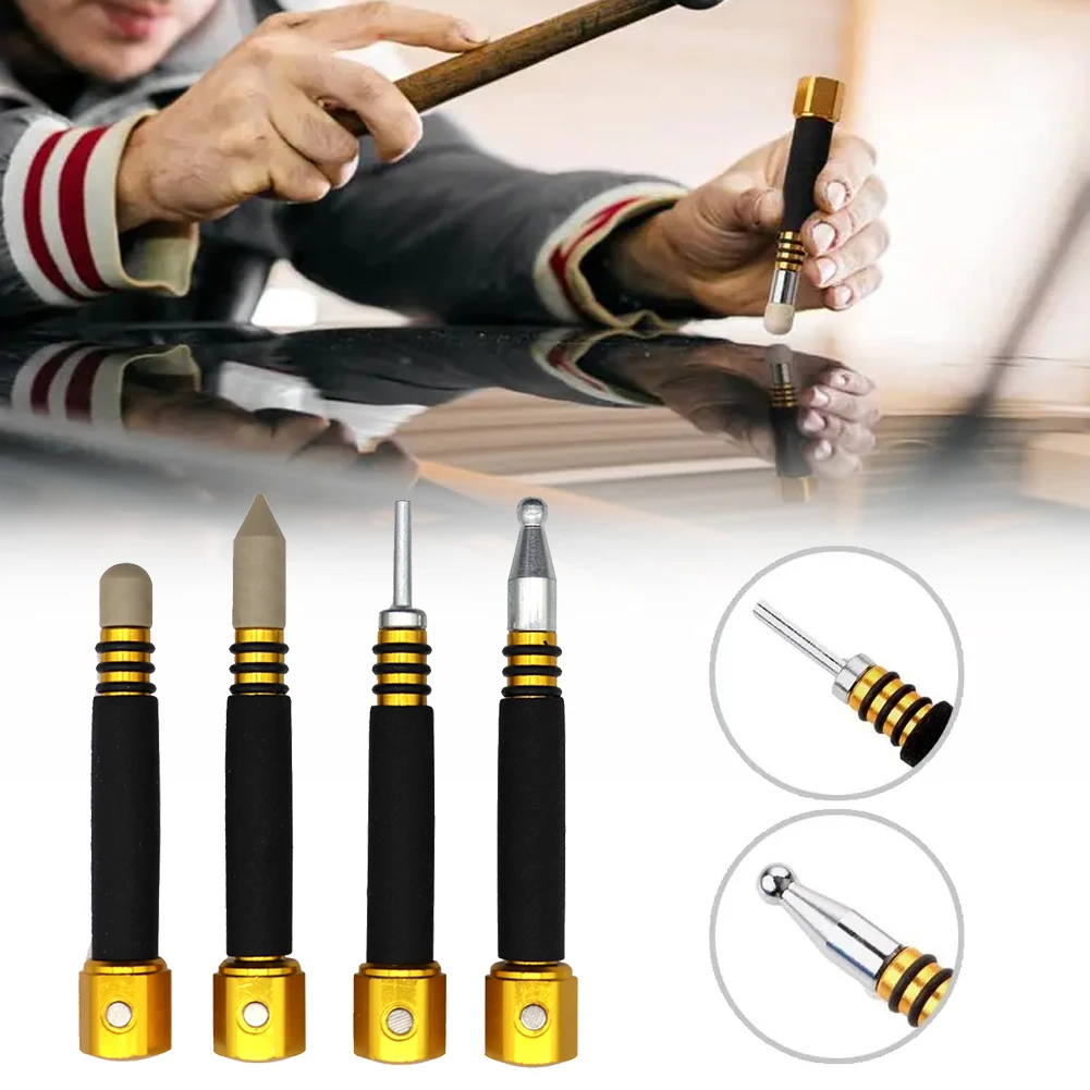 

Car Dent Repair Tools 4-Pack Paint-Free Tapping Pen Magnetic Anti-Slip Grip Dent Repair Tool Removable Tip No-Scratch Tool