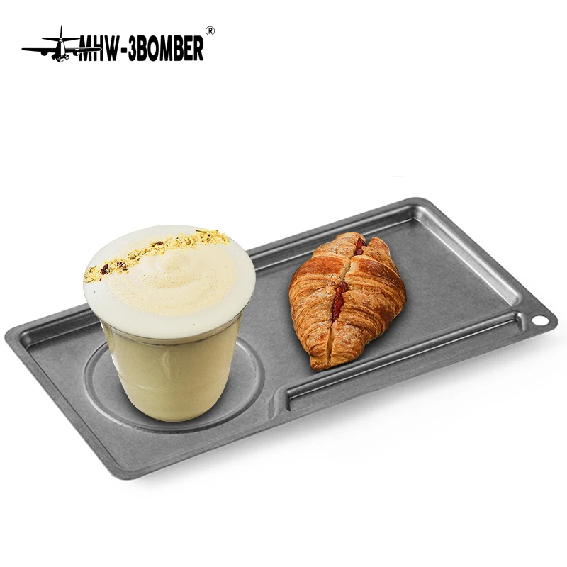 MHW-3BOMBER Stainless Steel Food Serving Tray Dinner Plate Coffee Bar Accessories Rectangular Kitchen Decorative Dessert Plates