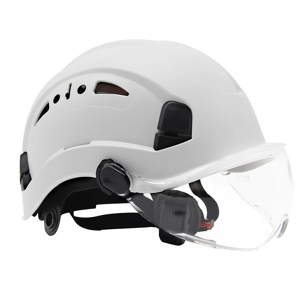 CE Safety Hard Hat Visor Adjustable Vents Work Cap Head Protective Helmet Goggles Outdoor Riding Climing Rescue