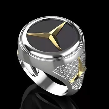 Creative personality car logo men's ring, punk style punk hip hop accessories wholesale