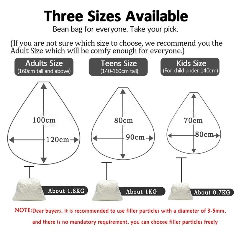Sofa Bean Bag Chair Sofa Cover Sofa Bag Chair Cover Indoor Cover Soft Bean bag Couch Sofa Bag Cover (No Filling) 3