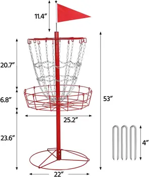 Yaheetech Portable Disc Golf Basket Target Disc Sports 12-Chain Practice Disc Golf Target Steel Hole Disc Golf Goals Catcher Ind 3