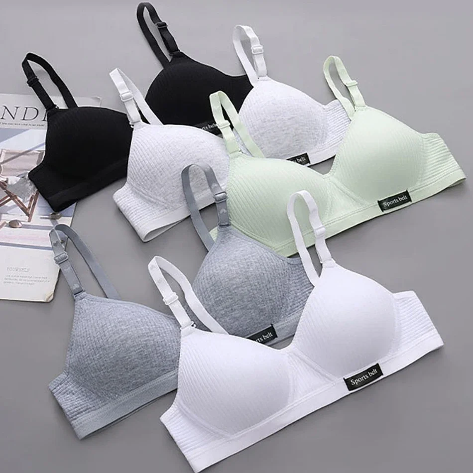 Cotton Women's AB cup Bra Underwear Wireless Gathering Comfortable V-Bra Women's Upward Push Underwear 4
