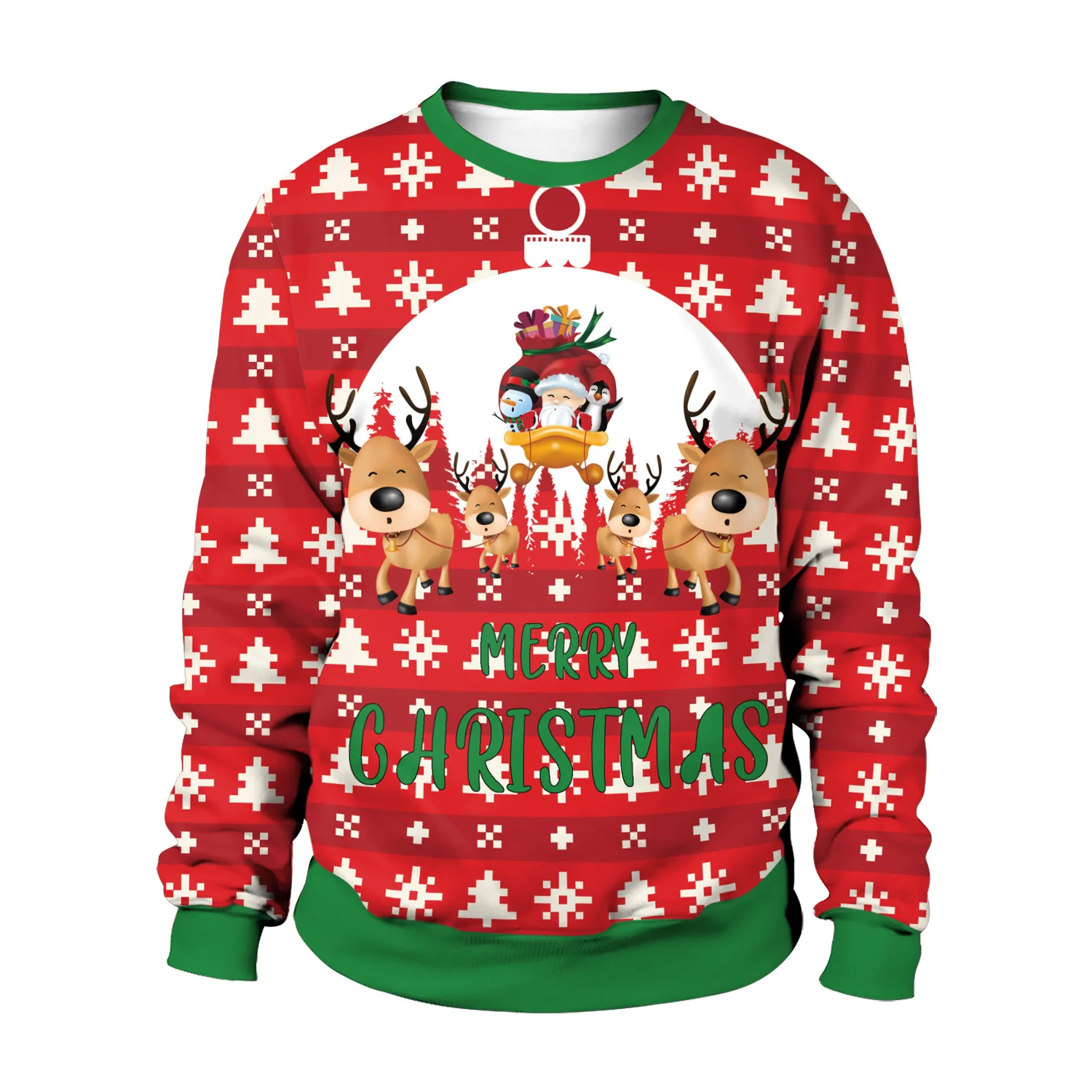 Women's clothing European and American autumn Christmas party sweater top cute couple casual large size Santa Claus snowflake
