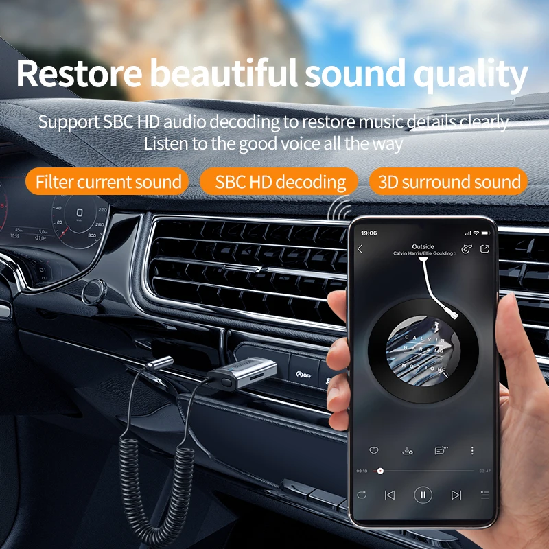 Récepteur Bluetooth 5.0 pour voiture, adaptateur auxiliaire Bluetooth  antibruit, récepteur de musique Bluetooth pour casque stéréo / filaire /  appel mains libres, 16h