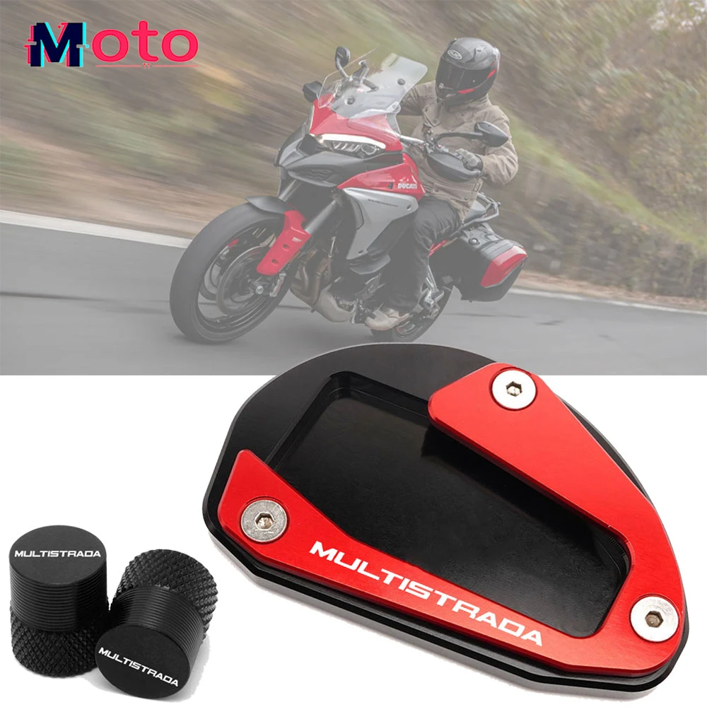 

For DUCATI Multistrada 950 1100 1260 1200 S GT 1200S Motorcycle CNC Accessories Kickstand Side Stand Extension Pad Valve Caps
