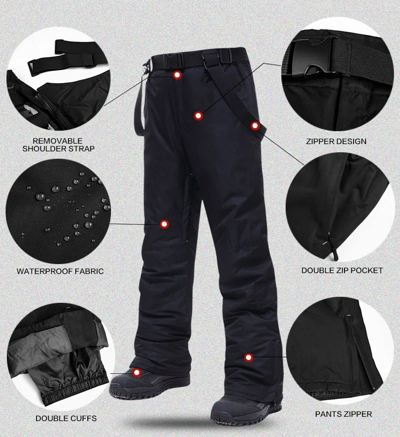 Ski Pants Men Outdoor Mountain Windproof Waterproof Ski Snowboard Pants Winter Warm Snow Trousers Brand skiing pants