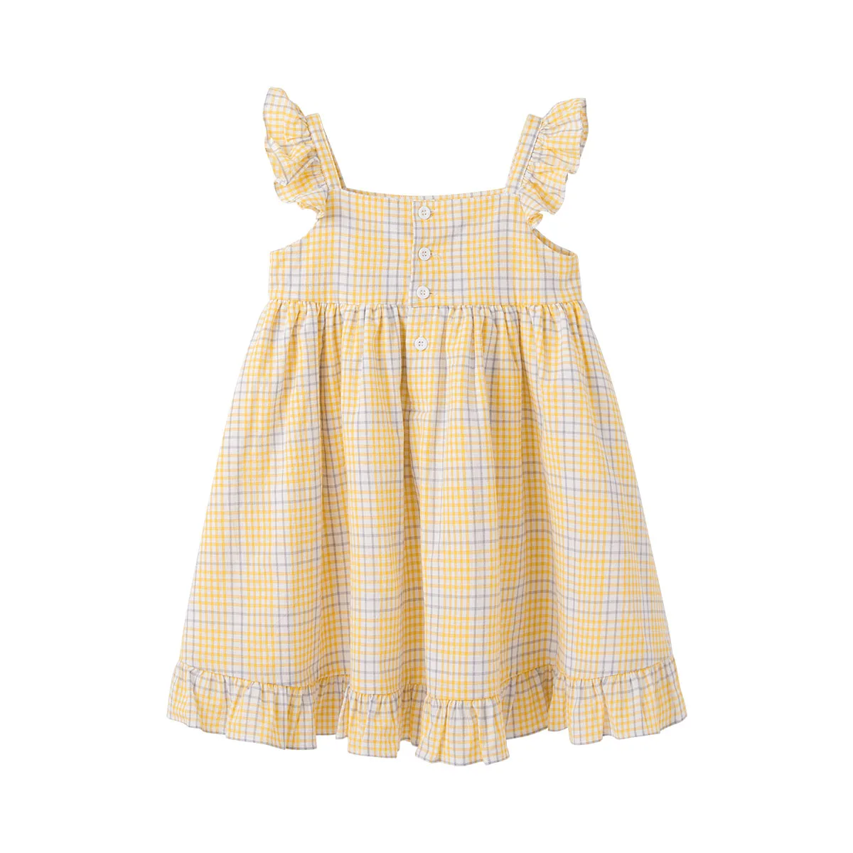 

Toddler Girls Dress Ruffle Sleeve Plaid A-line Playwear Dress