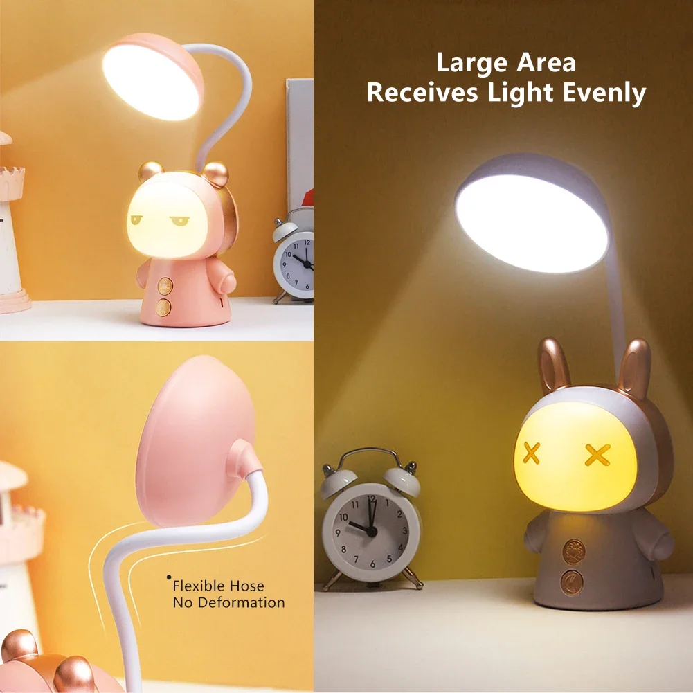 Cartoon Desk Lamp Eye Protection Energy-saving Reading Lamp USB Charging Sleeping Night Light LED Table Lamp for Kids Gift