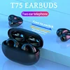 T75 TWS Wireless Headphones with Mic bluetooth Headset Fone Bluetooth Earphones Sport Running Earpiece for iPhone Xiaomi Earbuds