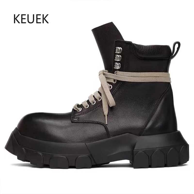 

Мотоциклетные ботинки в западном стиле, мужская обувь на толстой подошве, рабочие ботинки из натуральной кожи, простые ботильоны в стиле ретро для увеличения роста, Botas 2A