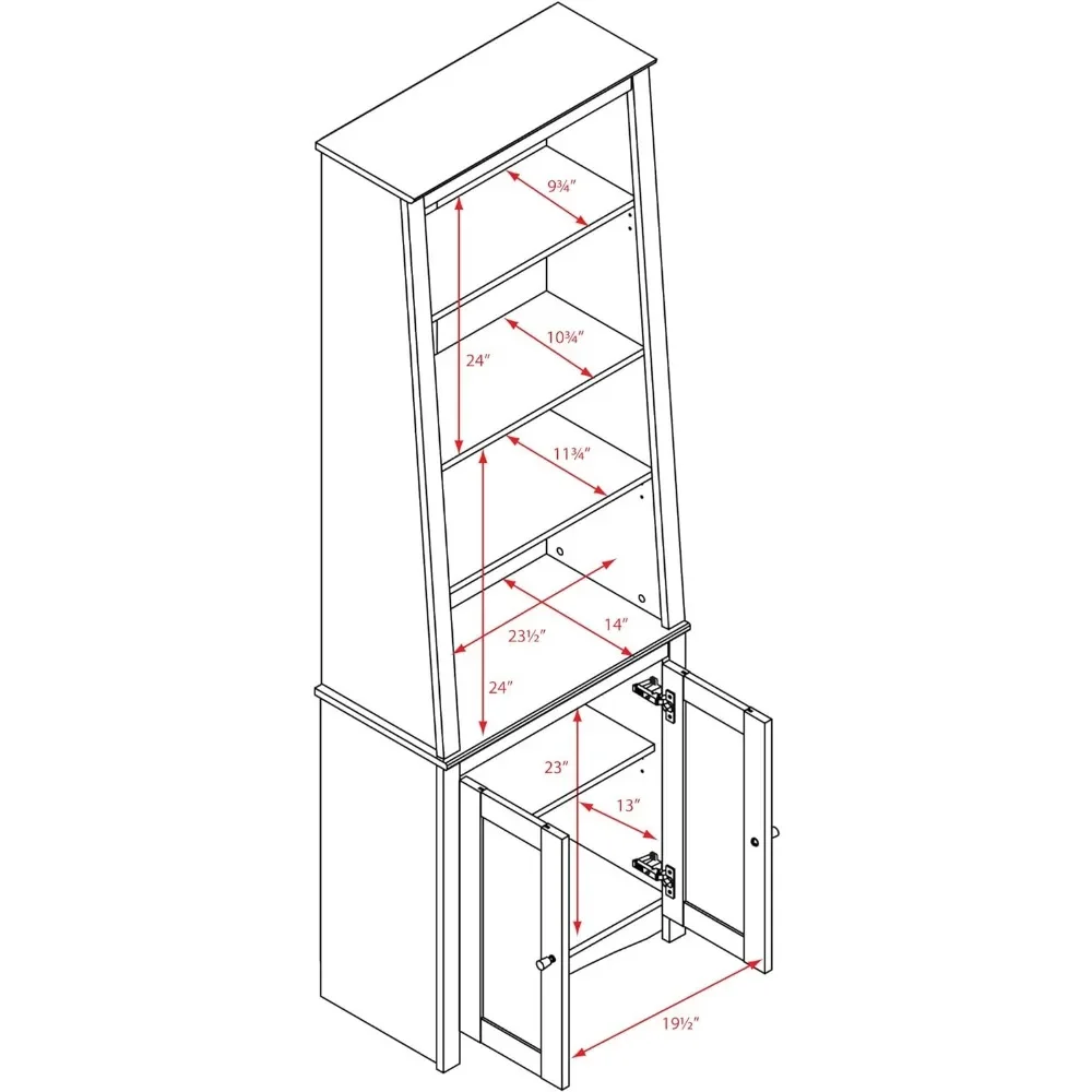 Bookcases, with 2 Shaker Doors, Modern Tilting Design, Adjustable Shelves and A Fixed Shelf ,bookcase 4