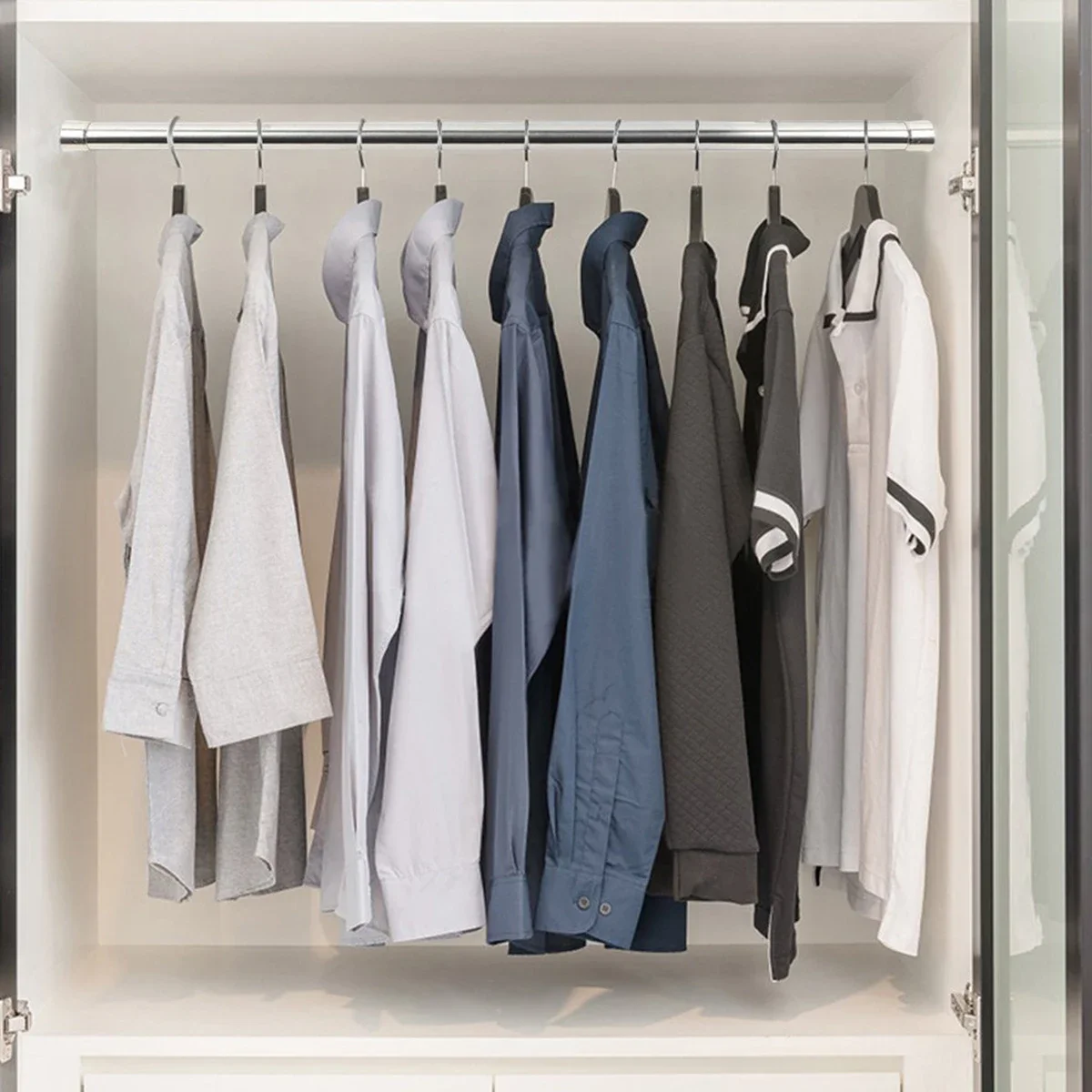 Wardrobe Rail Extendable Clothing Rail 56-100cm Stainless Steel Clothes Rod with End Sockets Screws Adjustable Closet Rail Pole 3