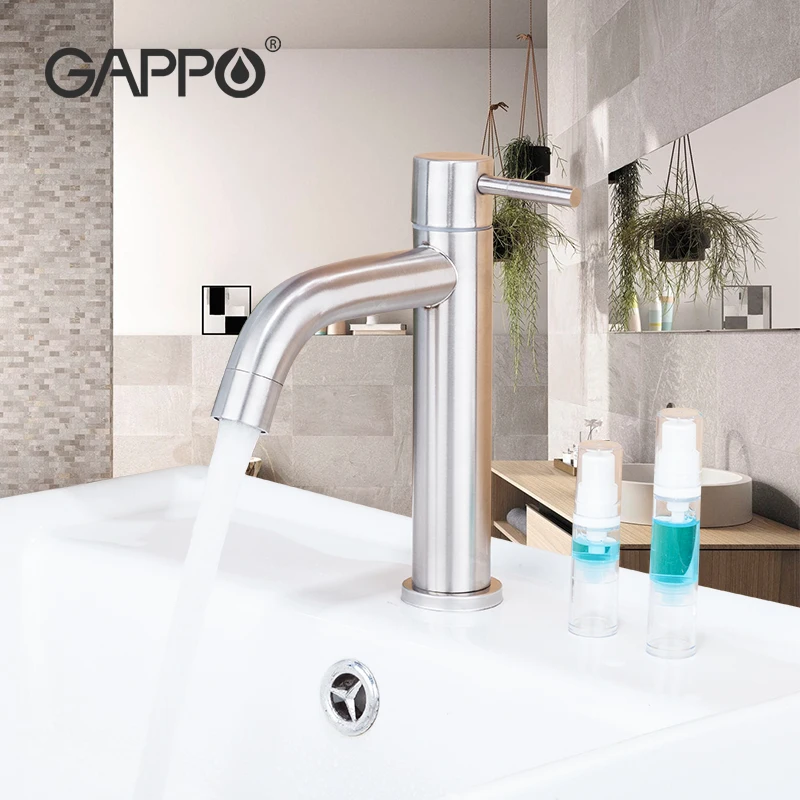 

Gappo Смесители для раковины 304 Нержавеющая сталь Настенный смеситель для ванной комнаты Один кран для холодной воды Кран для раковины