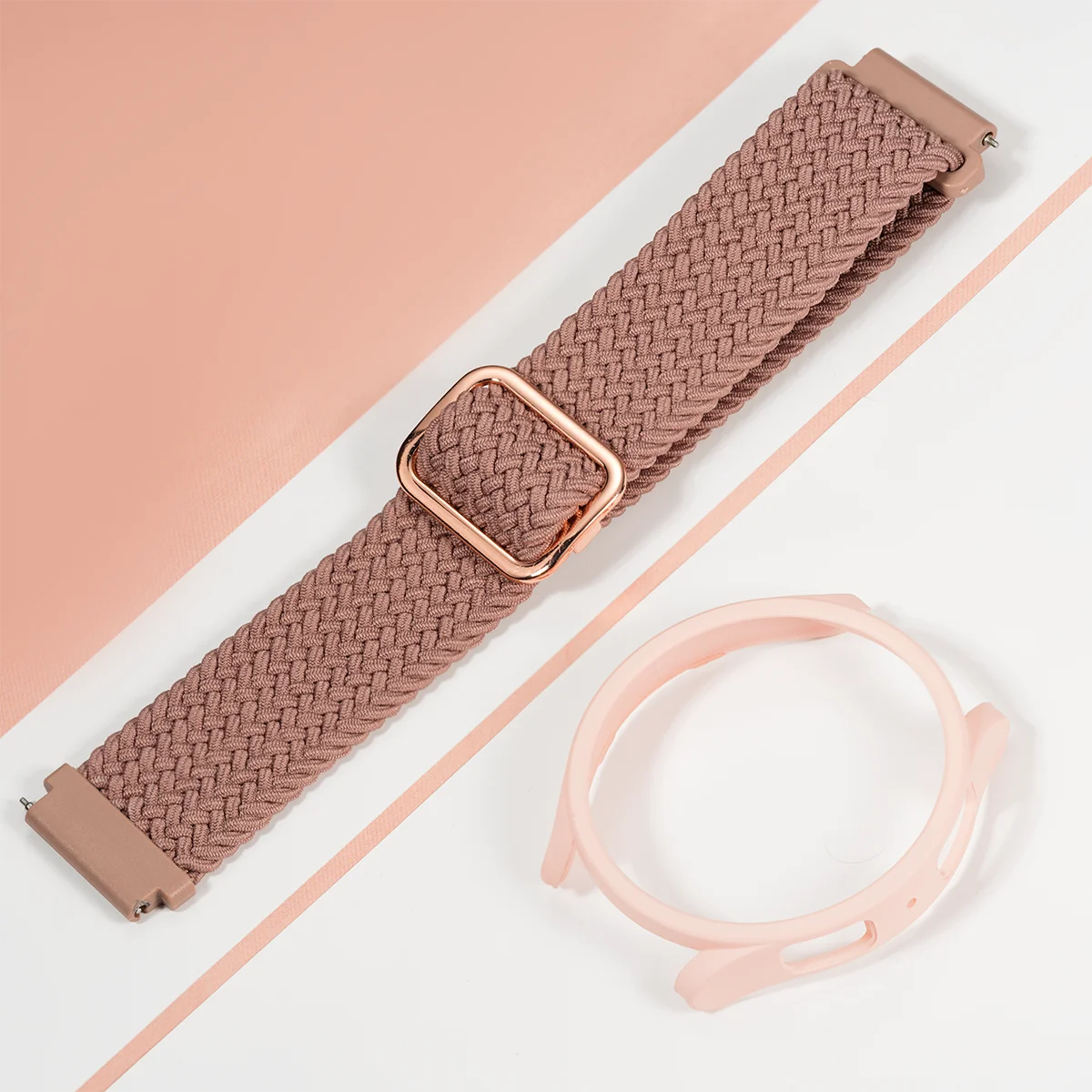 Nylon Braided Smartwatch Band with Protective Case - Stylish Strap Bracelet and PC Bumper Cover