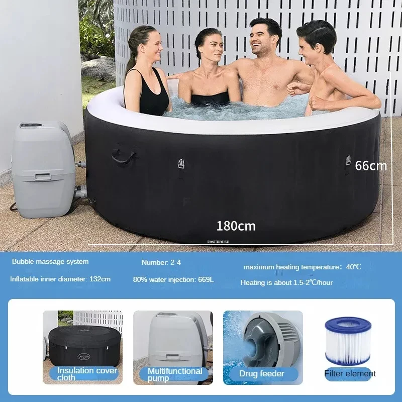 Modern Outdoor Inflatable Bathtubs Whirlpool Massage Constant Temperature Heating Bathtub Household Massage Bubble Whirlpools 5