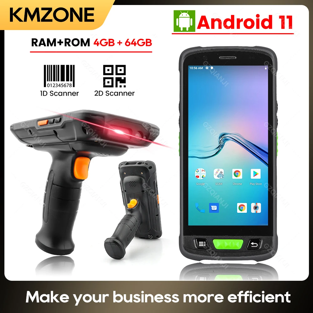 

5.5Inch Android Rugged PDA Long Range Handheld Terminal Barcode Scanner 1D/2D Bar Code Reader with Grip Pistol 4GB+64GB Running