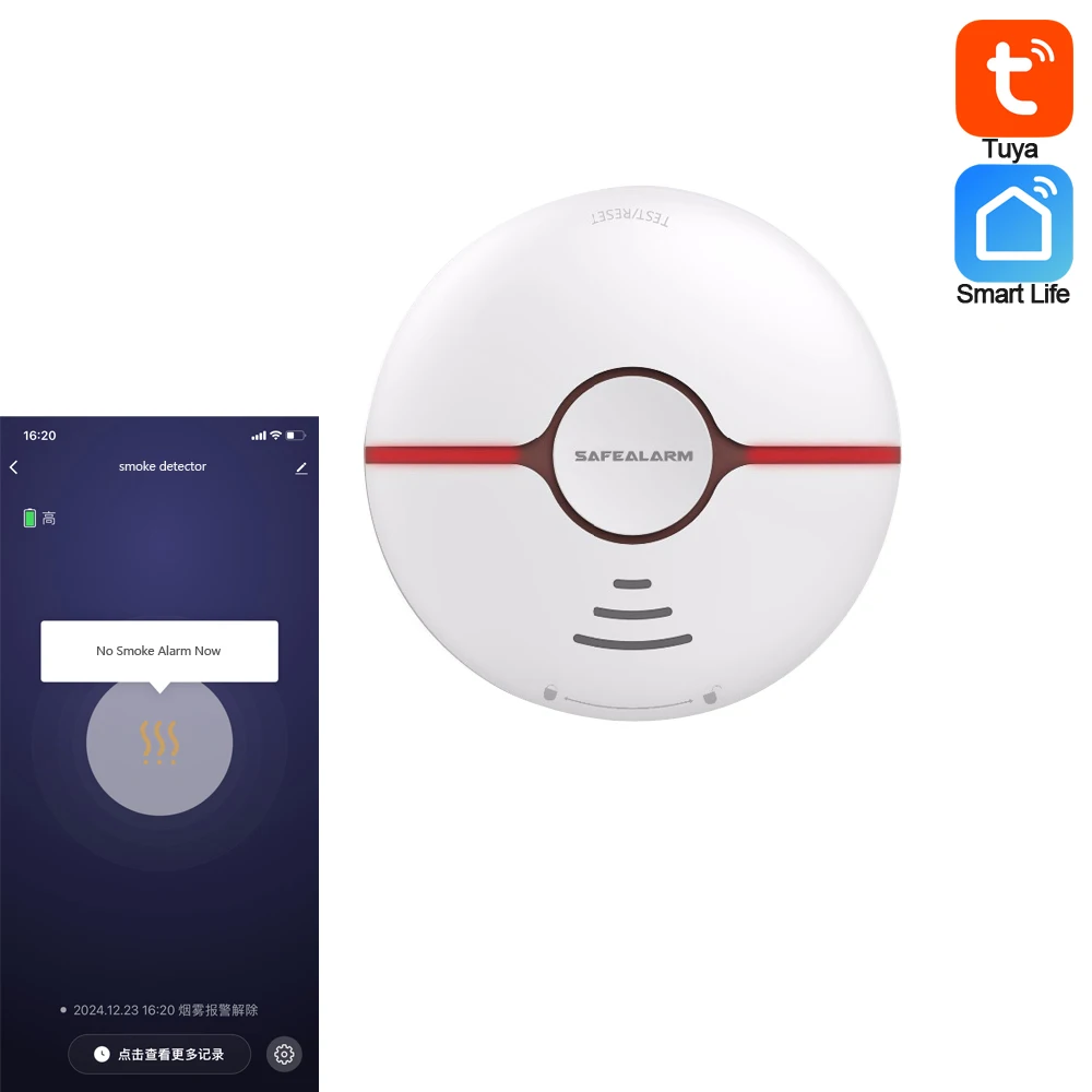 Smart Life Tuya Smoke Detector Home Security Fire Alarm 2.4G WiFi Sensor Standalone Wireless Cigarette Compatible Alexa Google smoke alarm