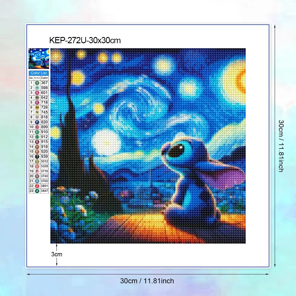 Diamond Painting DIY Craft Kit for Disney Cartoon Stitch & Van Gogh Starry Night