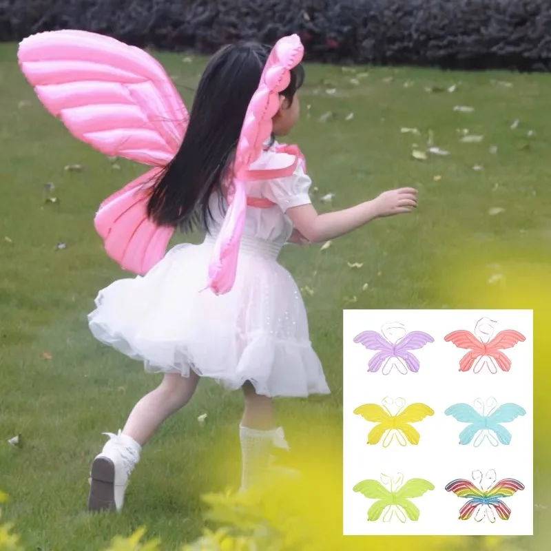 Colorful Butterfly Wings Kids Toy Angel Balloon Inflated Children's Birthday Gift Party Deco Halloween Cosplay Wing Decoration