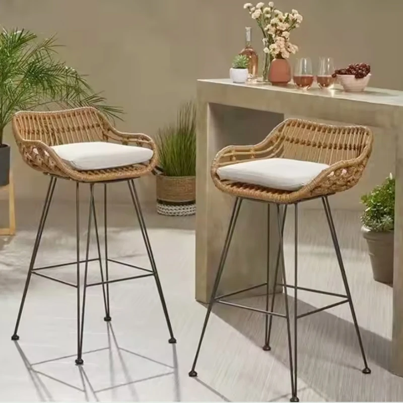 Modern Minimalist High Chairs Reception Iron Ergonomic Counter Backrest Relaxing Home Furniture