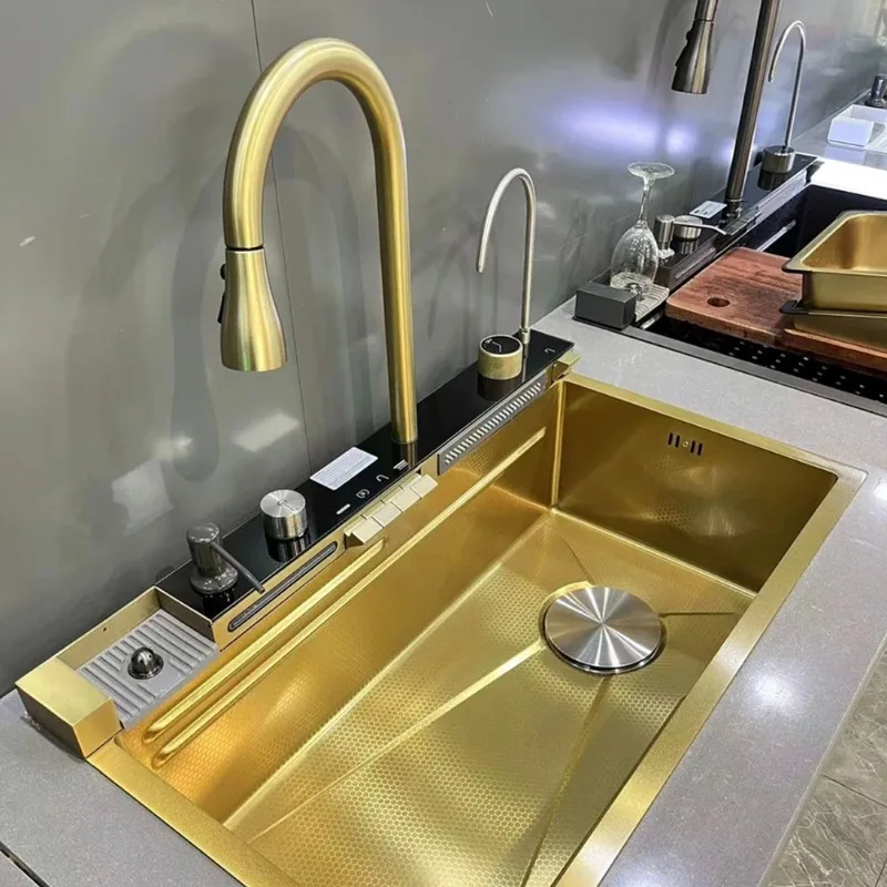 

smart kitchen sink nano stainless steel hand made kitchen sink waterfall kitchen sink with digital display