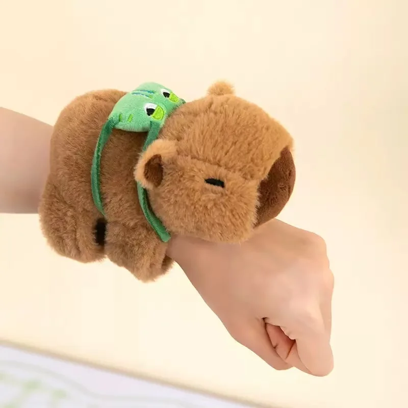 Lovely Capybara Animal Slap Snap Wrap Wristband Bracelet Plush Stuffed Animal Kawaii Capybara Hand Ring Wristband Kid Funny Toys