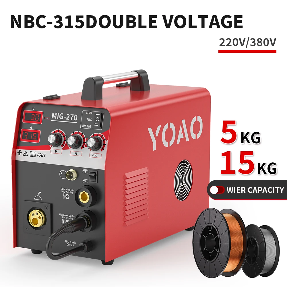 High Power Grade Dual-Purpose Welder 1/5/15KG Wire Feeder MIG-270 CO2 Welder Mini Welding Machine Gas and Gasless