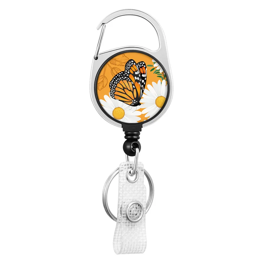 Butterfly Lanyard Clip Keychain Name Tag Holder Keyring Id Card Key Ring Cord Reel Retract Pull Key Chain Office Recoil Badge retractable badge reel badge holder badge holder keychain retractable id tag retractable id lanyard retractable key ring