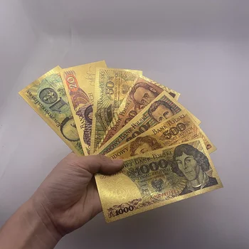 폴란드 공예품 수집용 컬러 금박 광택제 지폐, 10, 20, 50, 100, 200, 500, 1000 PLN, 신상