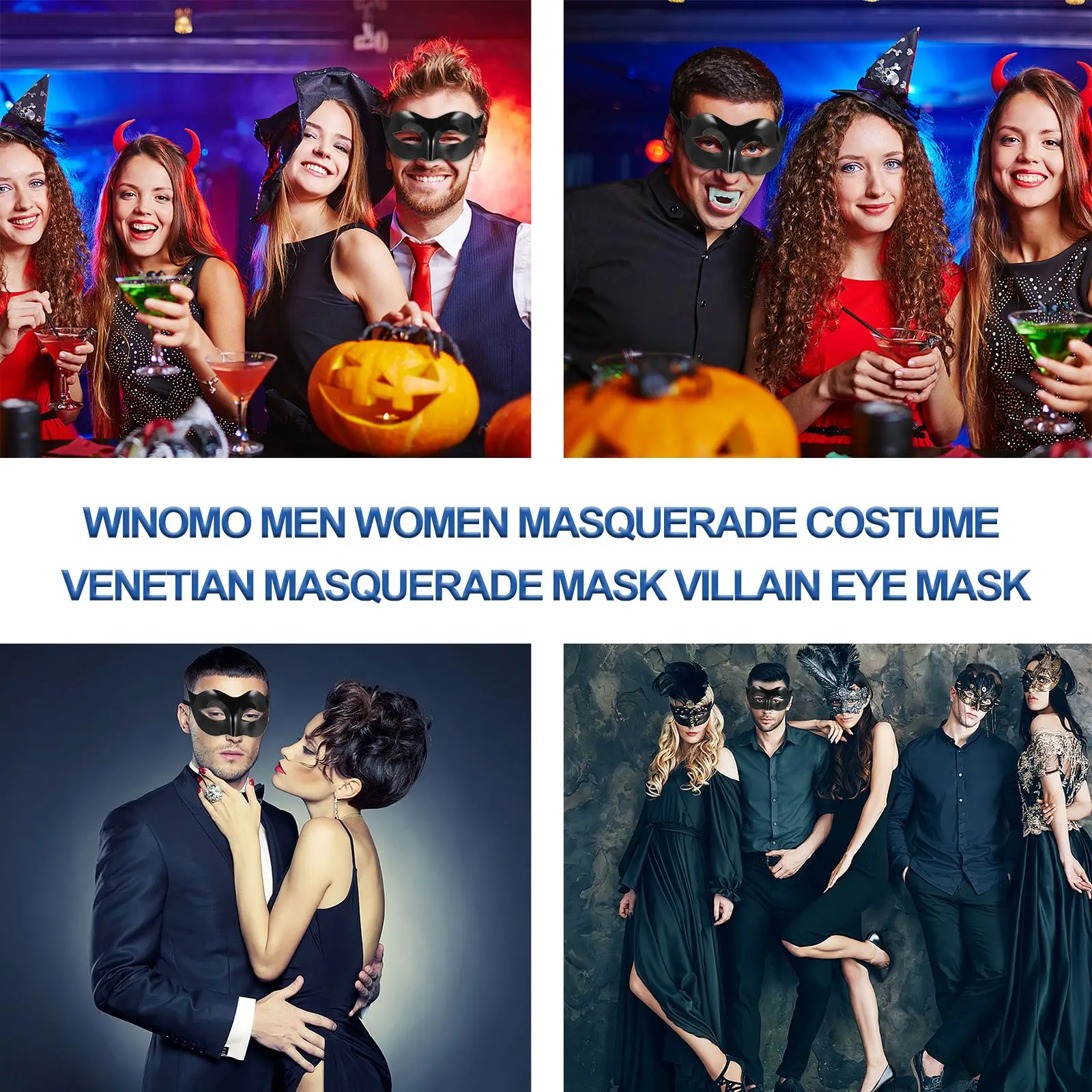 WINOMO Men Women Masquerade Costume Mask Prop Venetian Masquerade Half Face Mask Villain Eye Facepiece Party Decorative