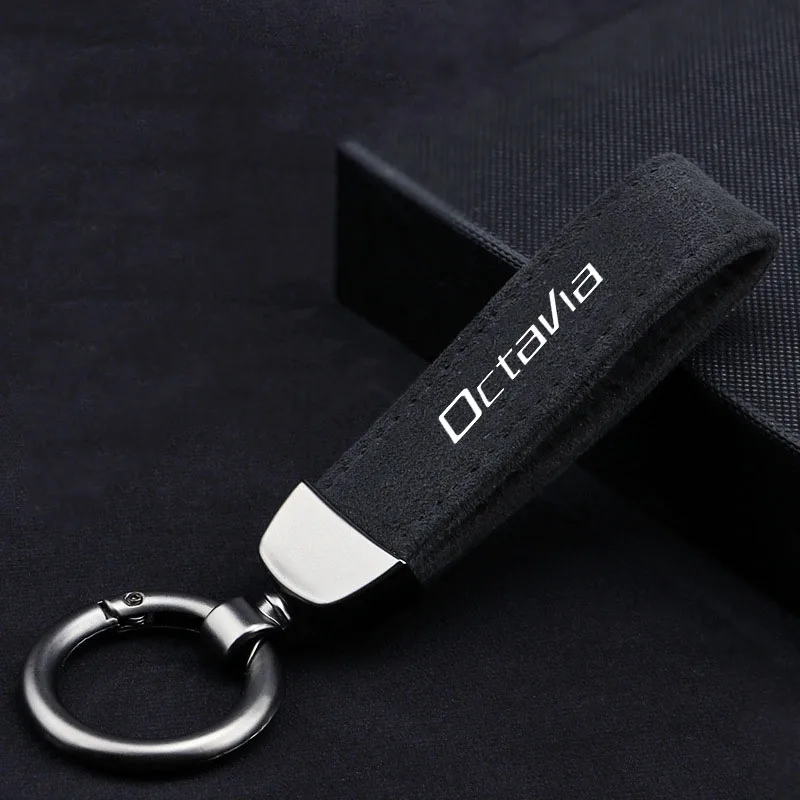 

Anti-lost Metal Keychain Buckle Suede Leather Car Styling keychain For Skoda Octavia RAPID Superb Fabia Kodiaq Kamiq Karoq