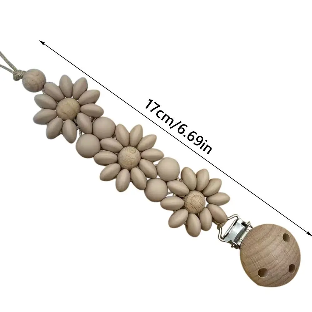 Essentional Handmade Baby Pacifier Clip Silicone Flower Design Flower Soother Clip Teething Teething Stage