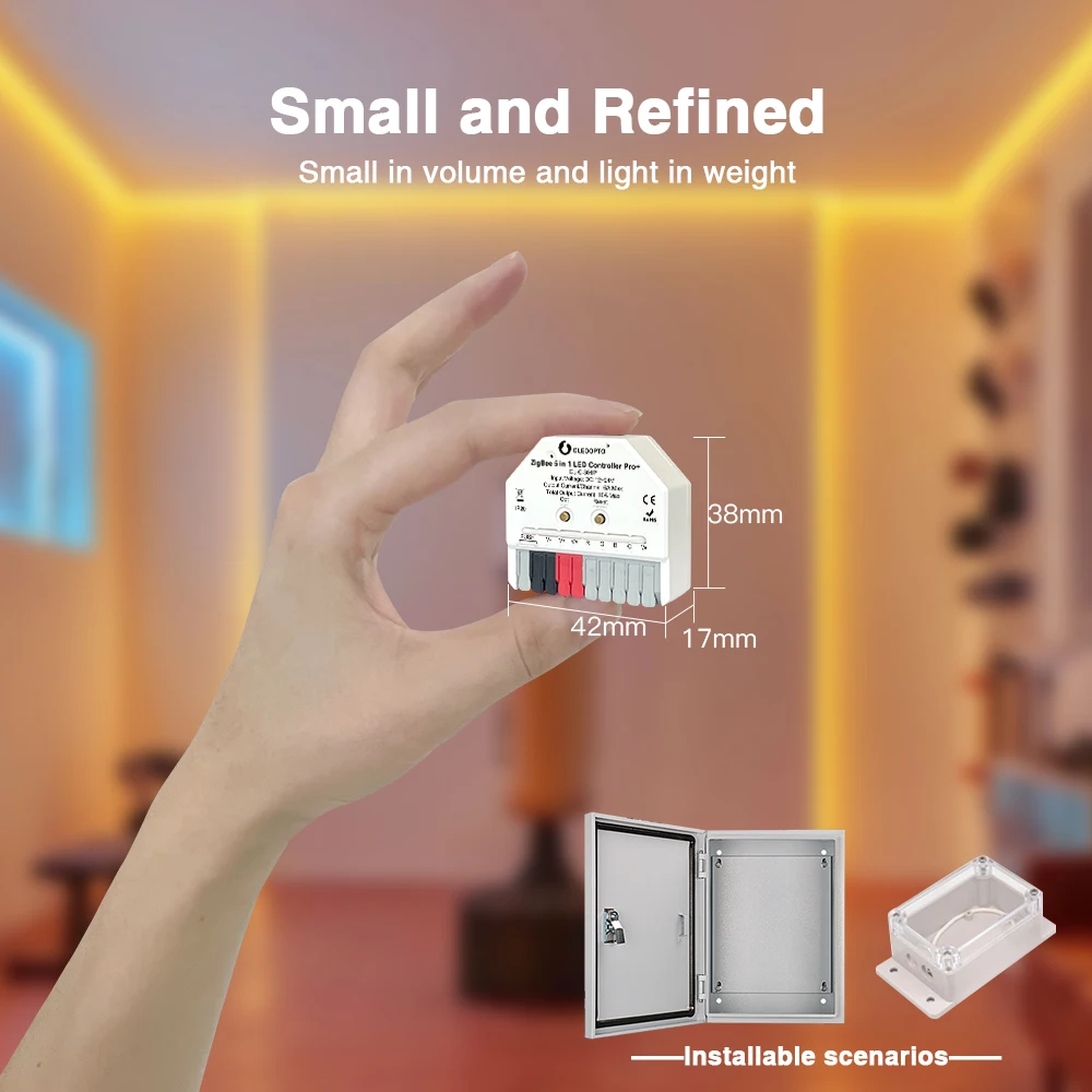 ZigBee Mini USB RGB CCT Controller Kit met 2 m LED Strip Light TV Backlight Color Verandering en Dual White ZigBee Light Link App Compatibel met ZLL Bridges Hub