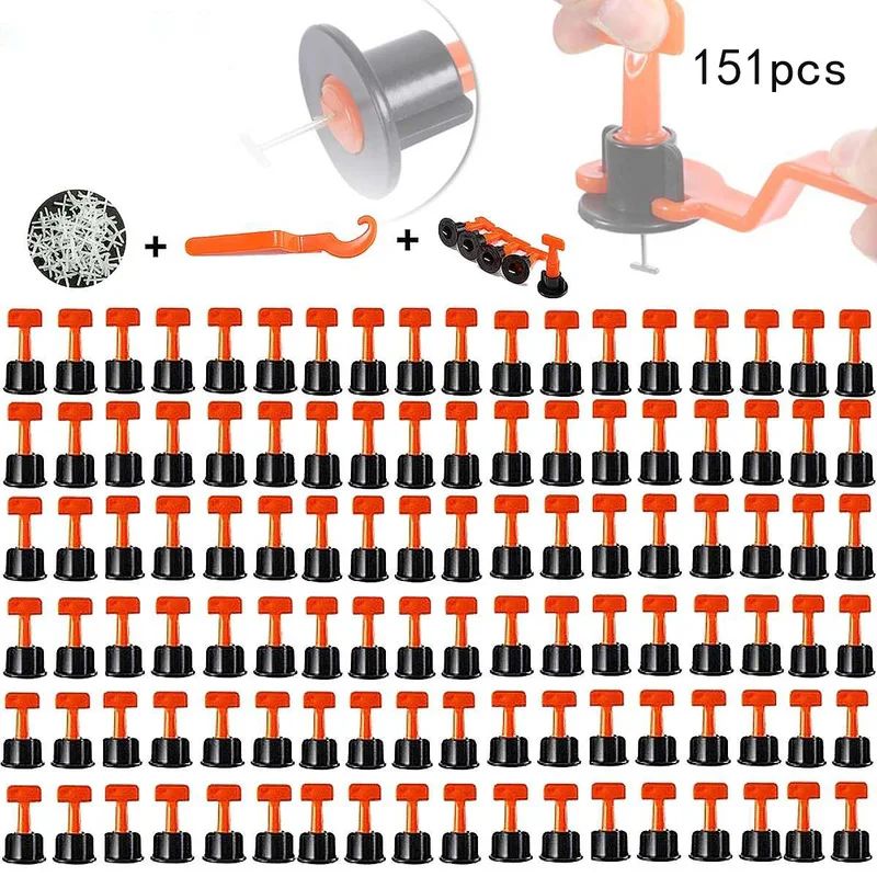 

151Pcs Level Wedges Tile Spacers Set Reusable Tile Leveling System for Flooring Wall Tile Adjustable Locator Spacers Plier