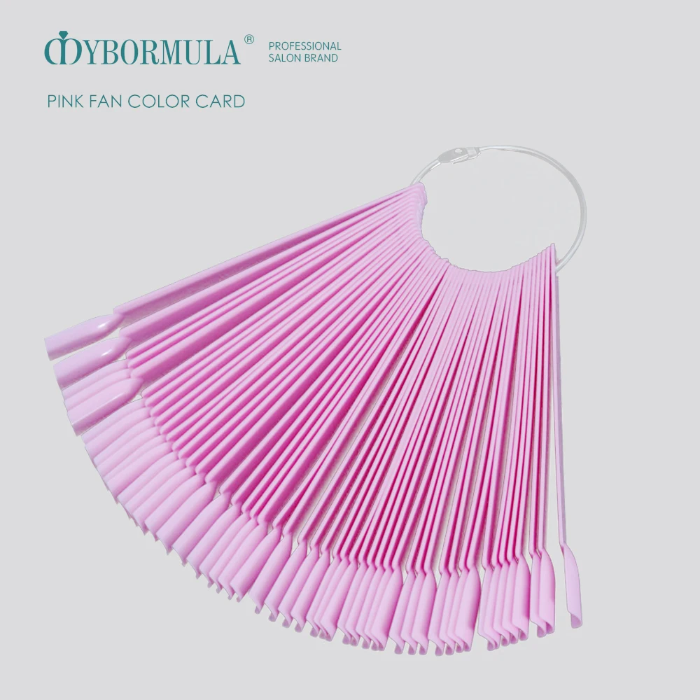 

50pcs False Nail Tips Pink Nail Art Display Fan Color Card Nail Swatch Polish Stand Tips for Practice Manicure Accessories Tool