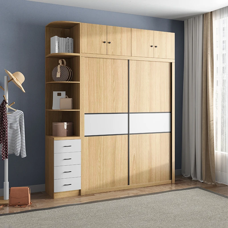 

Sliding door wardrobe modern simple simple cabinet household bedroom rental room storage economical storage wardrobe