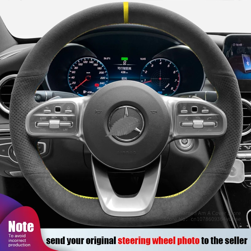 

Alcantara Car Steering Wheel Cover For Mercedes Benz GLC CE Class C260L E300L A200L GLA Suede Leather Carbon Fibre Auto Interior