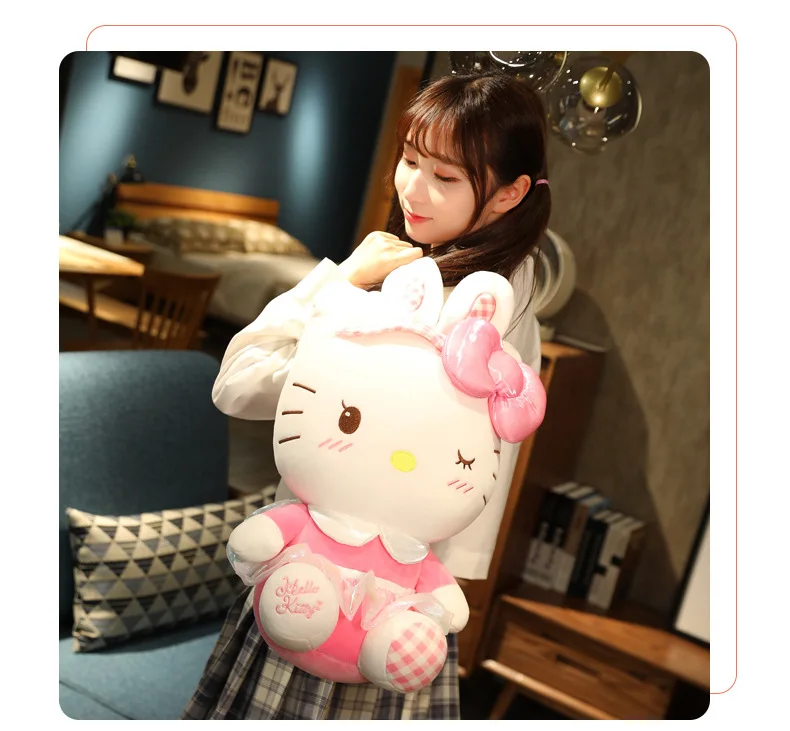 Hello Kitty Plush Sanrio Bow tie Kawali Pillow Cute Cartoon Soft Gifts