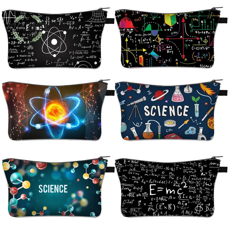 

Math Formula Cosmetic Bag Geometry Science Pouches Cute For Travel Makeup Storage Small Purse Various Style Casual Decorative