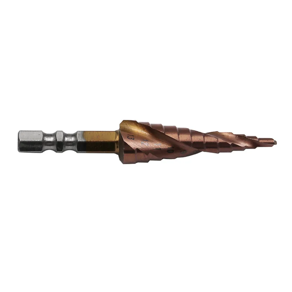 

1pc Step Drill Bit For 0.1-1mm Steel Plate HSS-Co M35 Cobalt Step Drill Bit 3-13mm 1/4 Inch Hex Shank Woodworking Bits Parts